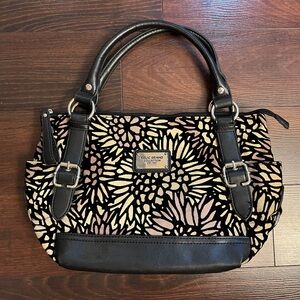Relic by Fossil floral satchel tote, black cream and taupe